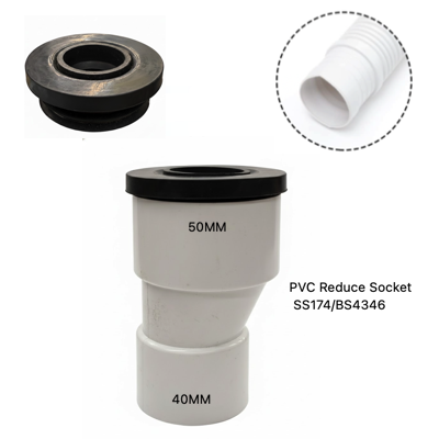 HardwareCity Rubber WASHING MACHINE Hose Connector PLUS 50MM TO 40MM PVC Reducer